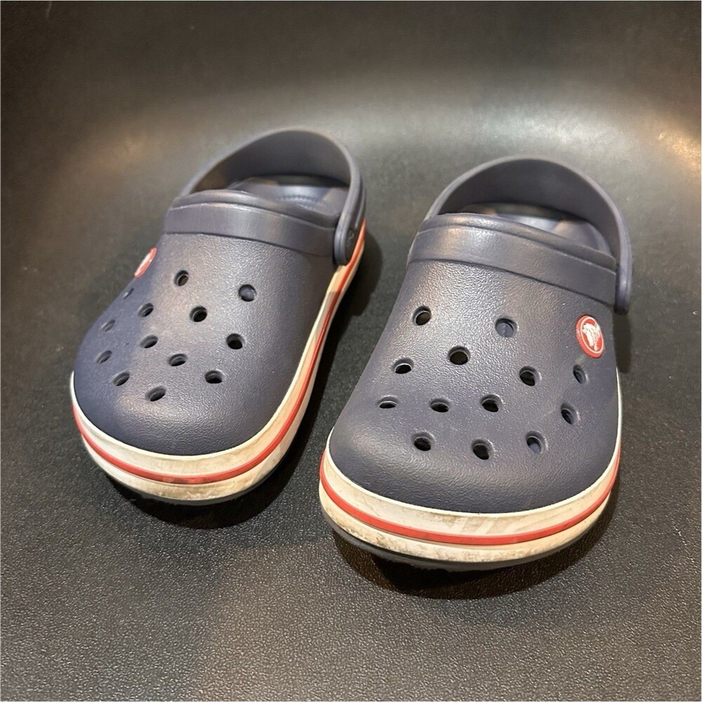 CROCS Crocband Unisex Kids Blue White Red Slip-On Clog Sandal J1